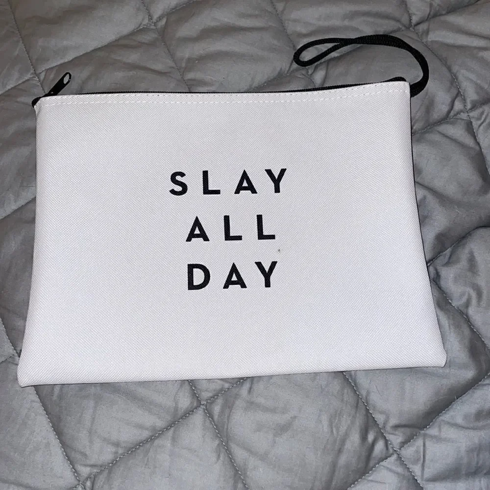 ✨Milly White Slay All Day Zipper Pouch